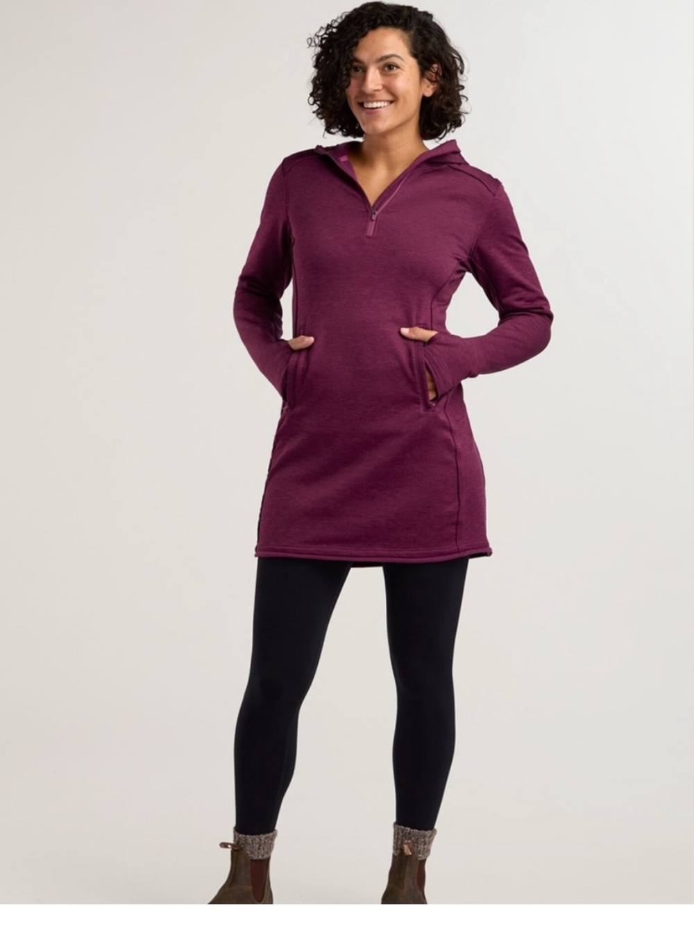 NWT Title Nine Women's Rainier Hooded Long Sleeve Dress Small